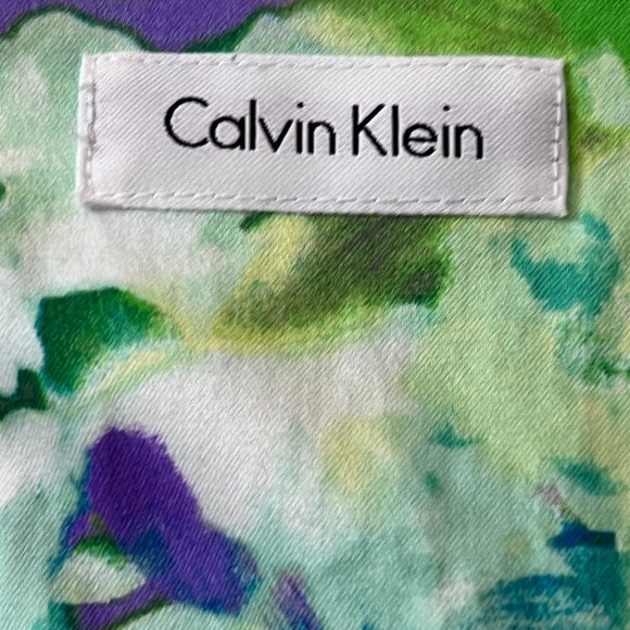 Calvin Klein Women's Dress Sleeveless Size 12 Zipper Green Geometric Pleat Skirt - Picture 5 of 9